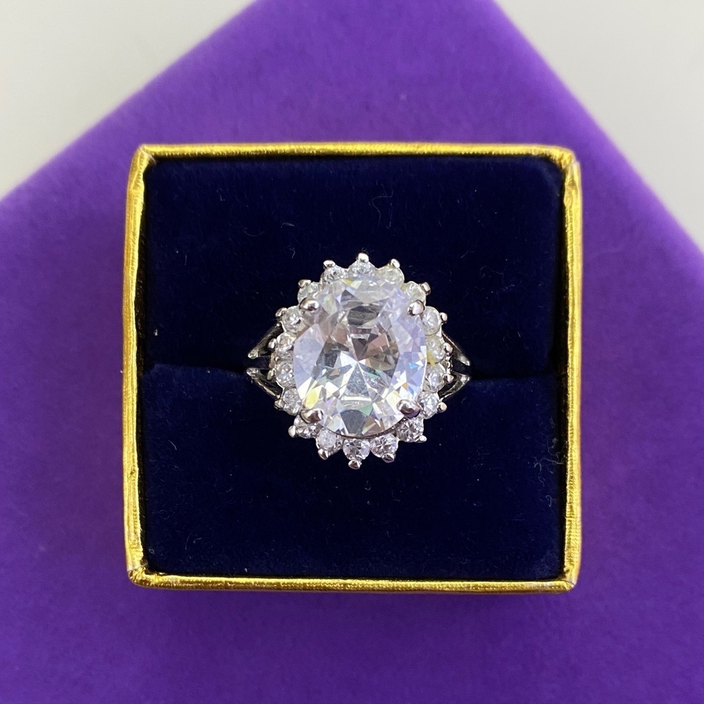 💛 Sterling Silver CZ Halo Ring | Vintage Inspired Glam Statement
